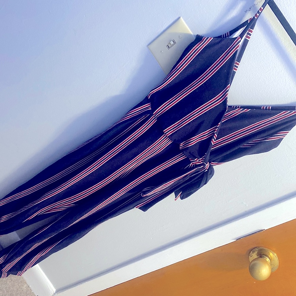 Small Blue/Red Striped Summer Womens Jumpsuit